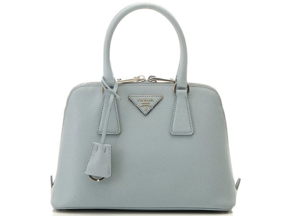Prada Saffiano Shoulder Bag Blue Gray Calfskin
